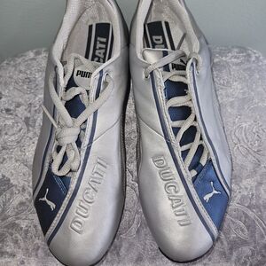 Orig. 90's *Never Worn*Puma Collector Ducati Silver and Navy Casual Sneakers
